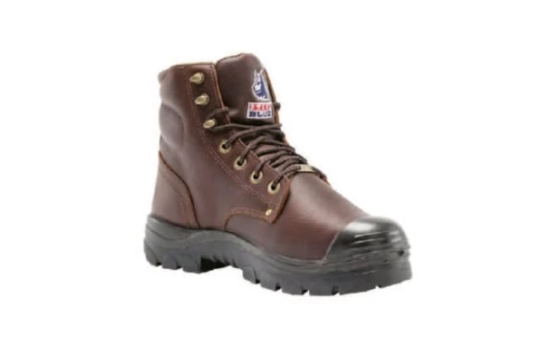 Brown Steel Blue Argyle Met Bump lace-up boot with black toe protection